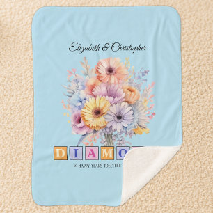 Manta Sherpa flores de gerbera azul por el 60 aniversario de di