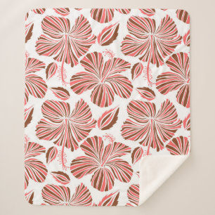 Manta Sherpa Flores de hibisco hawaiano: estilo tropical marrón