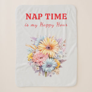 Manta Sherpa Flores de hora feliz en tiempo de siesta rojas