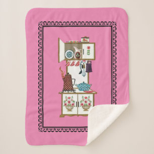 Manta Sherpa Flores de hueva de cocción blanca vintage