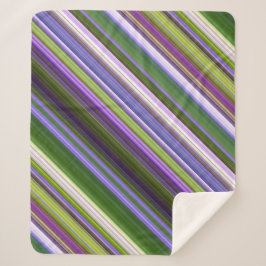 Manta Sherpa Flores de Iris Morado y Raya Verde