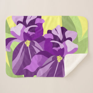 Manta Sherpa Flores de Iris Purpura Barbudo