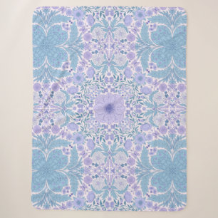 Manta Sherpa Flores de jardín retro en azul y violeta