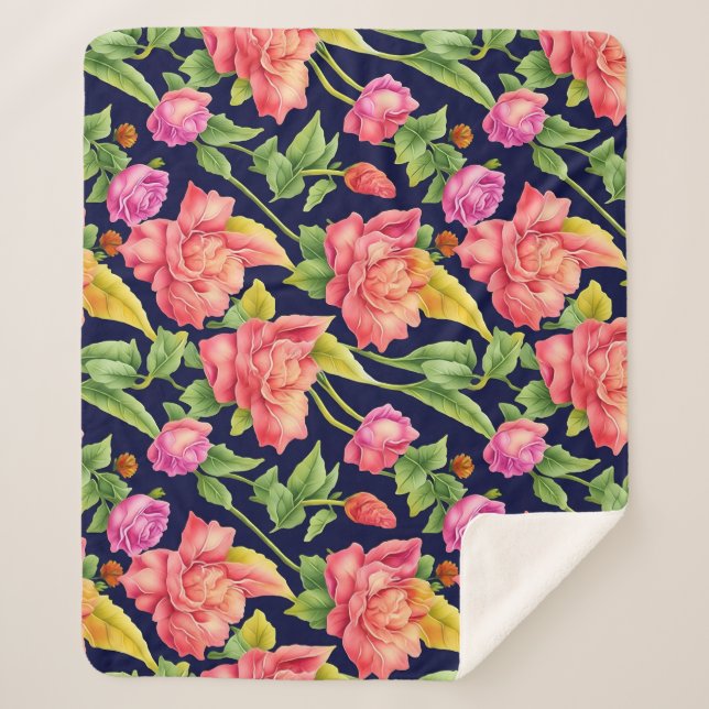 Manta Sherpa Flores de jengibre de patrón floral (Anverso)