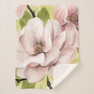 Manta Sherpa Flores de la magnolia de Rubor