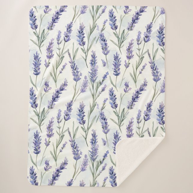 Manta Sherpa Flores de lavanda de Bonito romántica (Anverso)