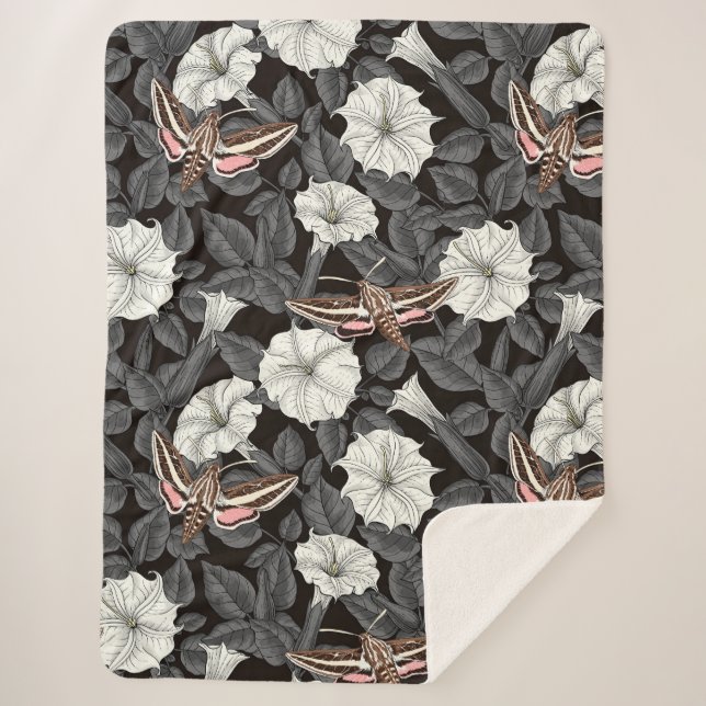 Manta Sherpa Flores de luna y poliéster 2 (Anverso)