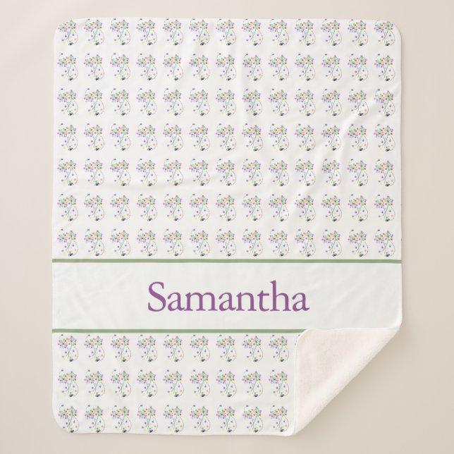 Manta Sherpa Flores de Mariposa 60 x 80  (Anverso)
