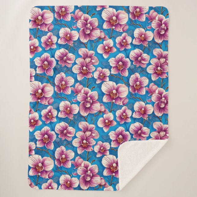 Manta Sherpa flores de orquídeas hermosas (Anverso)