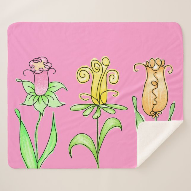 Manta Sherpa Flores de primavera pastel (Anverso (horizontal))
