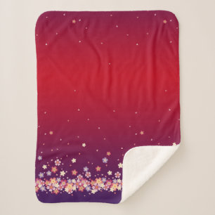 Manta Sherpa Flores de sakura - Etéreo rojo y púrpura