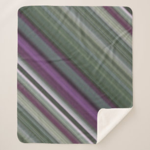 Manta Sherpa Flores de Sombra Morado y Verde a Rayas