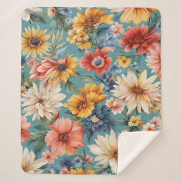 Manta Sherpa Flores de verano elegantes y sorprendentes