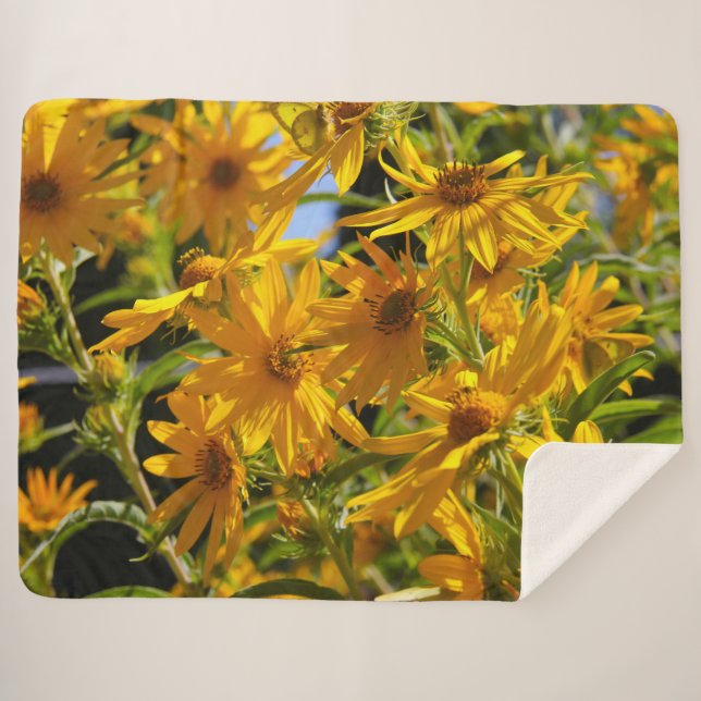 Manta Sherpa Flores en mi hierbas " flores en mi hierba " (Anverso (horizontal))