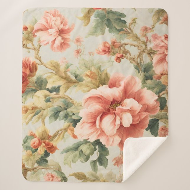 Manta Sherpa Flores Exquisitas Y Sorprendentes, Hojas. Pintura (Anverso)