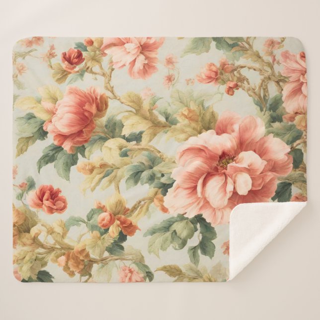 Manta Sherpa Flores Exquisitas Y Sorprendentes, Hojas. Pintura (Anverso (horizontal))