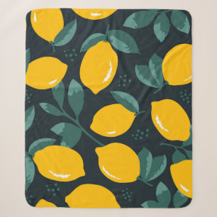 Manta Sherpa Flores Lemones, Textura Vintage De Verano.
