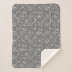 Manta Sherpa Flores lisas Patrón 01b. Gray BG