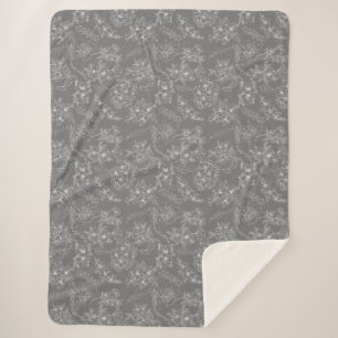 Manta Sherpa Flores lisas Patrón 01b. Gray BG