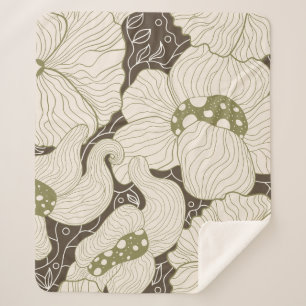 Manta Sherpa Flores monocromas delinear la flor elegante estili