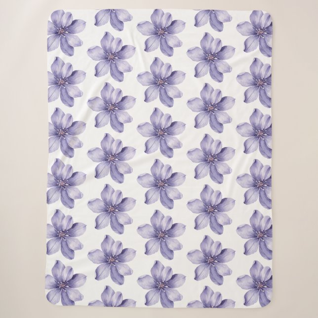 Manta Sherpa Flores Moradas Bonitas (Anverso)