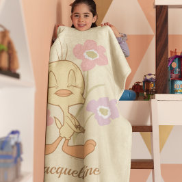 Manta Sherpa Flores moradas rosadas de Tweety