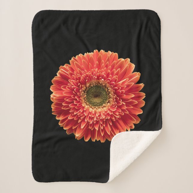 Manta Sherpa Flores | Naranja Gerbera Daisy (Anverso)