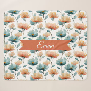 Manta Sherpa Flores Naranjas de Primavera Personalizadas Vintag