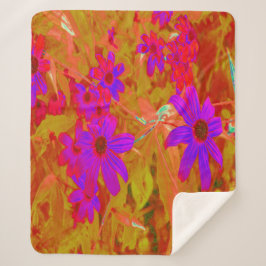 Manta Sherpa Flores naturales coloridas ultravioletas, magenta 