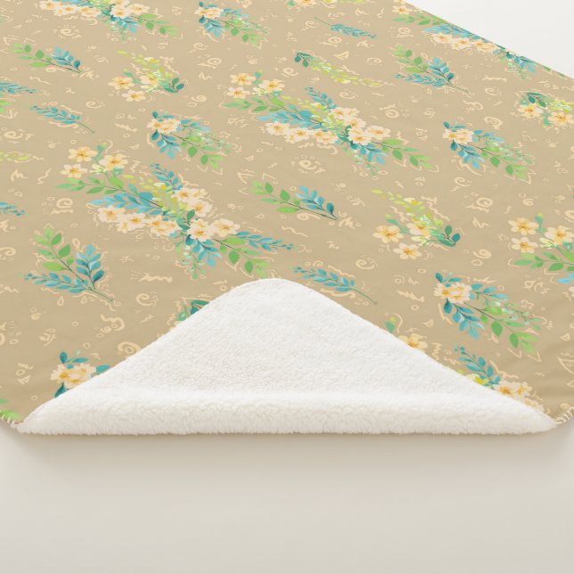 Manta Sherpa Flores Neutras (3/4)