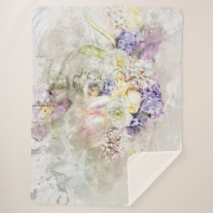 Manta Sherpa *~* Flores Pastel AR26 Clásico Romántico Moderno