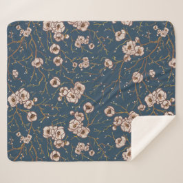 Manta Sherpa Flores pequeñas patrón azul claro