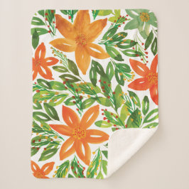 Manta Sherpa Flores pintadas a mano y de vacaciones