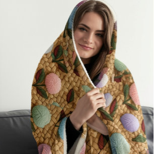 Manta Sherpa Flores Pom-Pom Esponjosas con un Toque de Fantasía