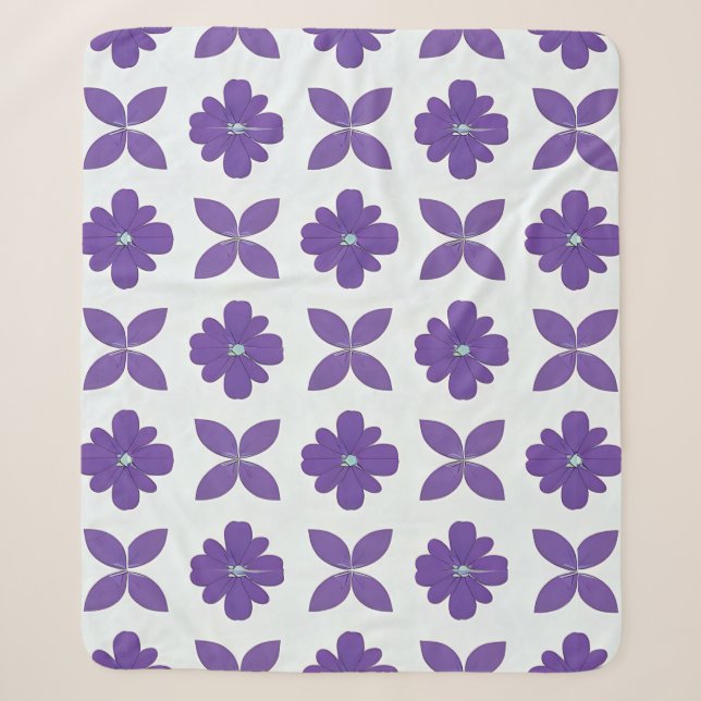 Manta Sherpa Flores púrpuras con fondo claro (Anverso)