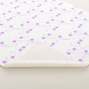 Manta Sherpa Flores púrpuras de lino, impresión floral pastel p