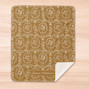 Manta Sherpa Flores Rococó Antiguas Patrón Floral Personalizado