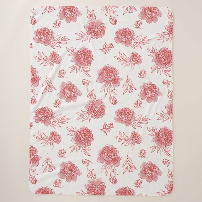 Manta Sherpa Flores Rojas Elegantes   (Anverso)