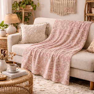 Manta Sherpa Flores rosadas polvorientas vintage elegantes romá