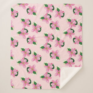 Manta Sherpa Flores rosas de un árbol nectarino