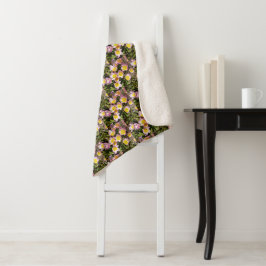 Manta Sherpa Flores rosas y amarillas Sherpa Blanket