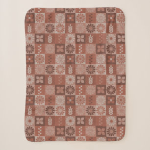 Manta Sherpa Flores rusticas de color marrón burlap deja a Sher
