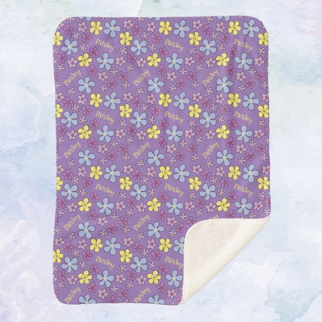 Manta Sherpa Flores silvestres coloridas personalizadas Niña Pú (Subido por el creador)