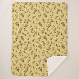 Manta Sherpa Flores silvestres florales teñidas en amarillo Jon