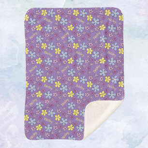 Manta Sherpa Flores Silvestres Moradas Personalizadas para Bebé