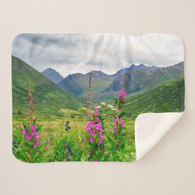 Manta Sherpa Flores silvestres Valle de Alaska (Anverso (horizontal))