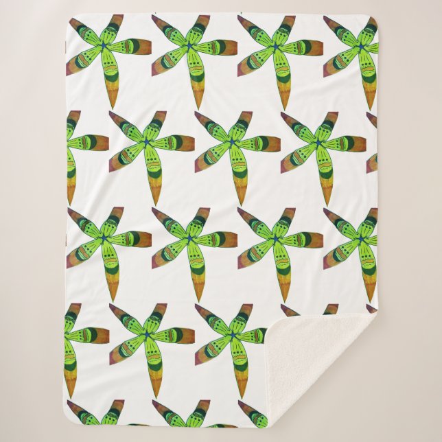 Manta Sherpa flores tropicales de gradiente (Anverso)