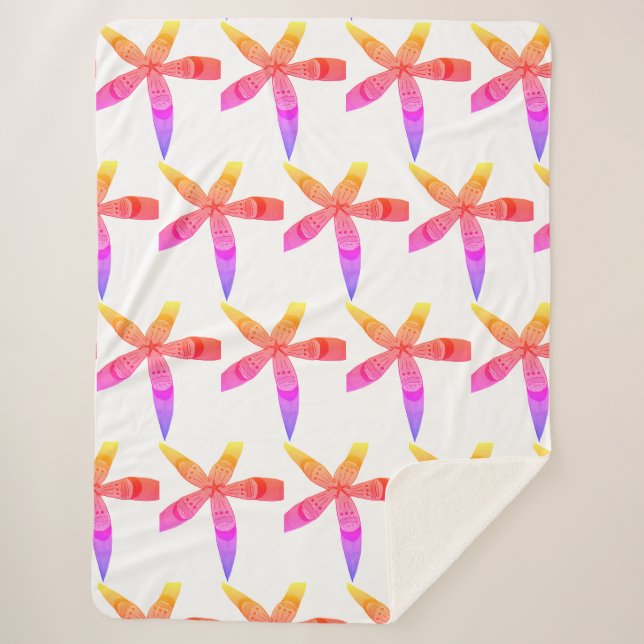 Manta Sherpa flores tropicales de gradiente (Anverso)