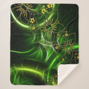 Manta Sherpa Flores verdes Sherpa Blanket