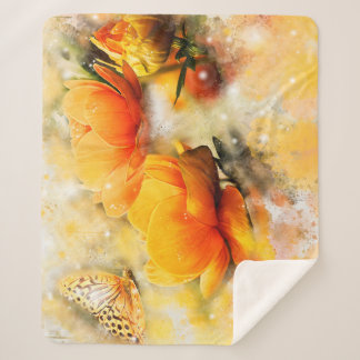 Manta Sherpa Flores y acento de mariposa